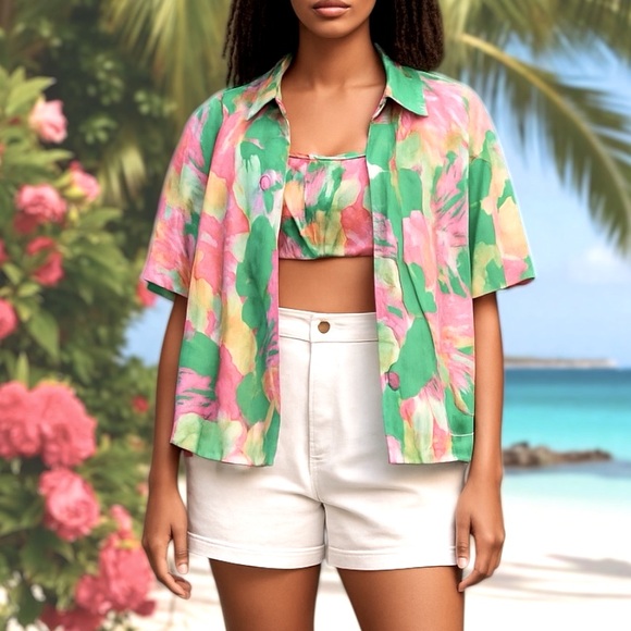 Princess Polly | Journey 2 Piece Shirt Set In Tropical Multi - NWT - Picture 1 of 12
